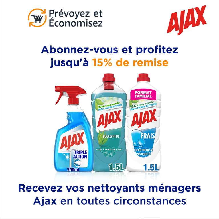 Ajax Glasreiniger 3-Fach Aktiv 5L - Kansiter zum einfachen Nachfüllen der Sprühflasche (7,64€ möglich) (Prime Spar-Abo)
