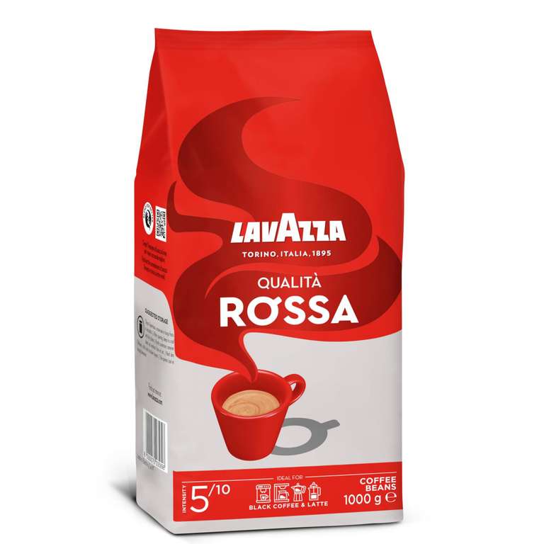 Lavazza, Qualità Rossa, Arabica & Robusta Kaffeebohnen, Intensität 5/10, Mittlere Röstung, 1 Kg (9,59€ möglich) (Prime Spar-Abo)