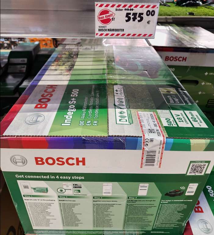 [Lokal Hornbach Neu-Ulm] Bosch Indego S+ 500 Mähroboter + 100 € Cashback