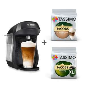 Tassimo Happy schwarz + gratis Jacobs Krönung XL + Latte Macchiato