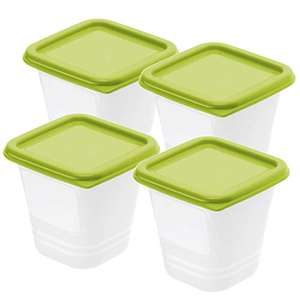 (Amazon Prime) Rotho Domino 4er-Set Gefrierbox 0,22l mit Deckel, Kunststoff (PP) BPA-frei, grün/transparent, 4 x 0,22l (8,0 x 8,0 x 11,8 cm)