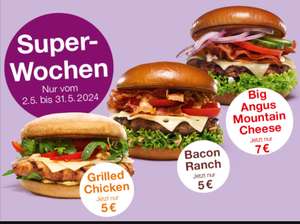 {Burgerme Superwochen} Mountain Cheese für 7 Euro, Bacon Ranch & Grilled Chicken für 5€