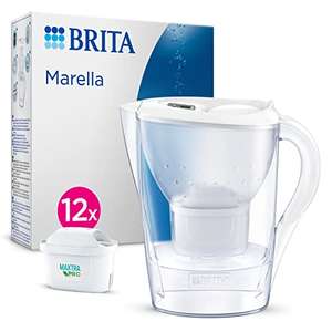 BRITA Wasserfilter-Kanne Marella weiß (2,4l) inkl. 12x MAXTRA PRO All-in-1 Kartusche (Jahresvorrat).Prime