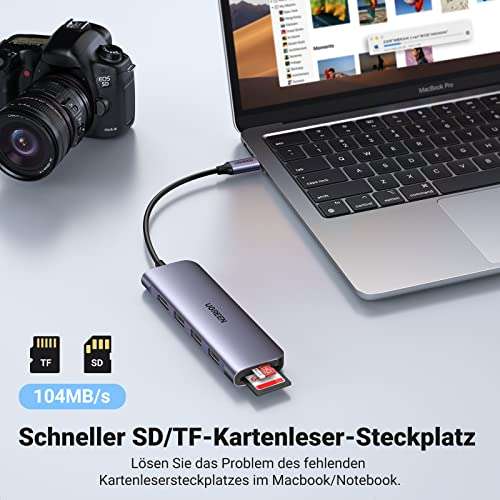 UGREEN 6 in 1 USB C Hub mit 4K HDMI Ausgang, SD/TF Kartenleser, 3 USB C 3.0 Ports