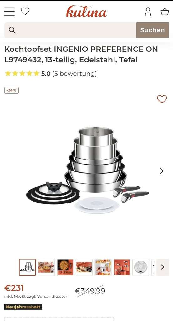 Cookware set INGENIO PREFERENCE ON L9749432, 13 pcs, stainless