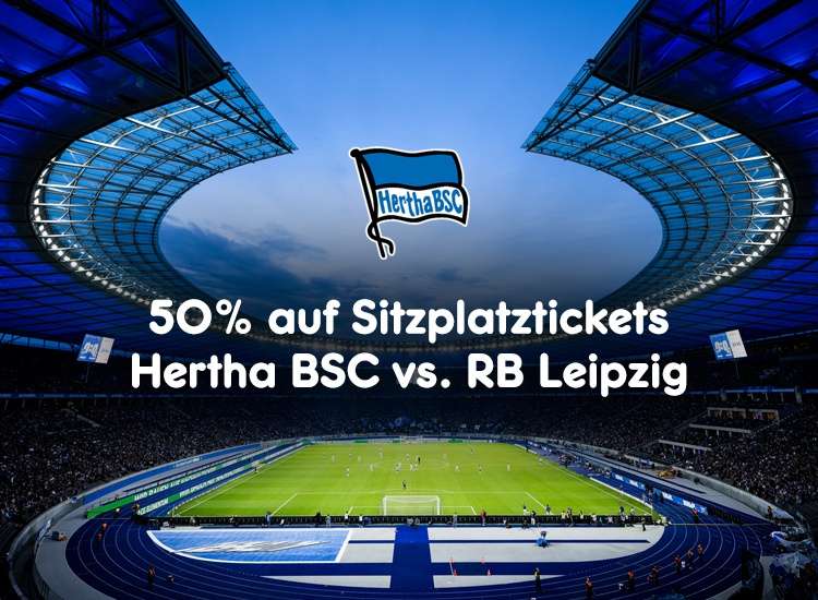 50% Rabatt auf Tickets für Hertha BSC gegen RB Leipzig am 8.4.: Block M & O (27,5€) oder Block L & P und 31-33 (17,50€)