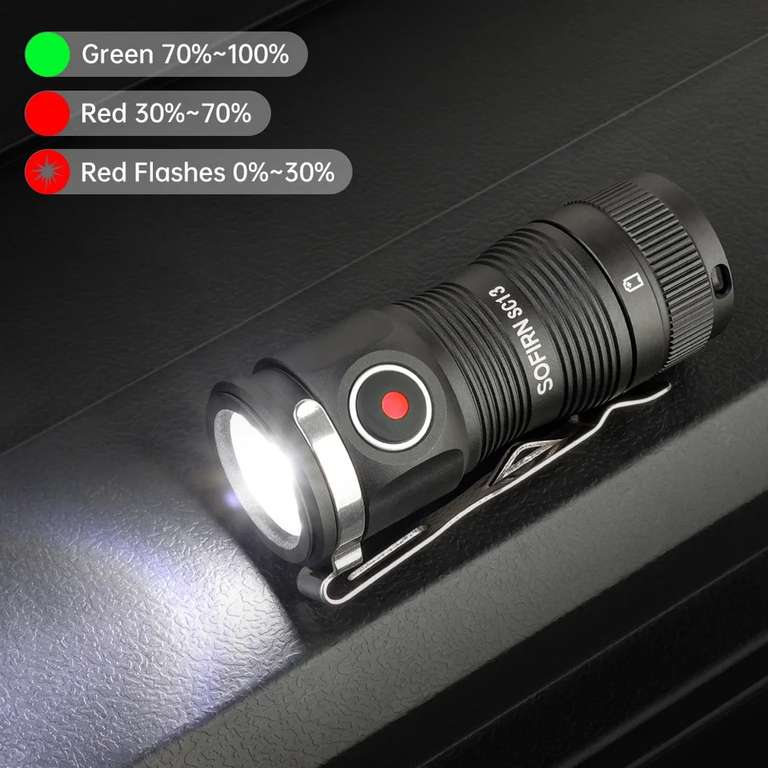 Sofirn SC13 Taschenlampe USB-C Aufladbar Max. 1300 Lumen mit Akku