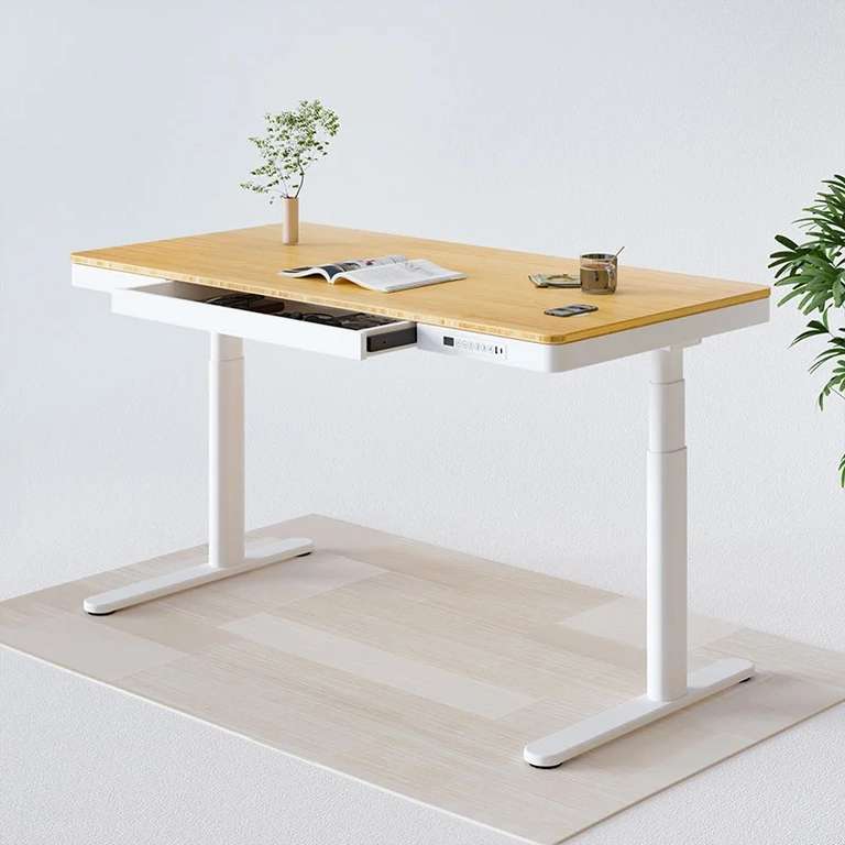 FlexiSpot Q8 Höhenverstellbarer Schreibtisch mit Bambus-Tischplatte