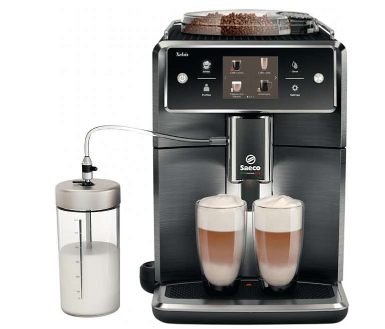 SAECO Xelsis SM7786 Kaffeevollautomat Edelstahl/Anthrazit (8 Benutzerprofile, Aquaclean, Hygiesteam-Technologie, Keramik-Scheibenmahlwerk)