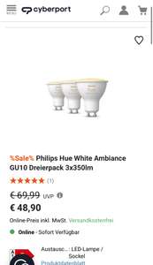 Philips Hue White Ambiance GU10 Dreierpack 3x350lm