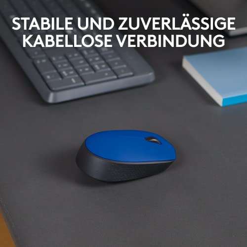 Prime: Logitech M171 Kabellose Maus, 2.4 GHz via USB-Empfänger, Optischer Sensor, 12-Monate Akkulaufzeit, Für Links- und Rechtshänder - Blau