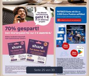 REWE Share Mobile Prepaid (congstar/Telekom Netz)Starterpaket 3€ anstatt 10€ /Wechselbonus 30€