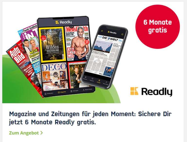 6 Monate Readly Magazin-Flatrate gratis: u. a. Rolling Stone, Auto Bild, Grazia, Euro, Capital, Outdoor