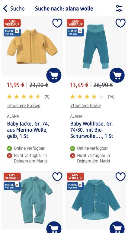 Baby Wollkleidung 50% günstiger [lokal oder 4,95€ VSK unter 59€]