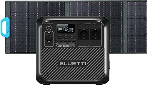 BLUETTI Solar Generator AC180 mit PV200 Solarpanel, 1152Wh LiFePO4 Solargenerator mit 2 1800W (2700W Peak) AC Ausgänge