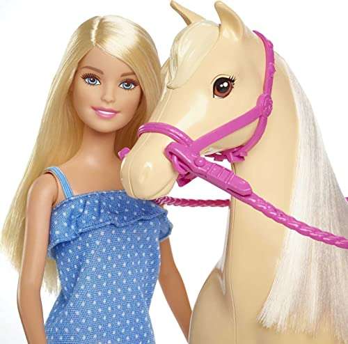 (Prime) Barbie FXH13 - Pferd mit Mähne und Puppe mit beweglichen Knien