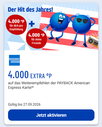 [Payback Amex KwK] 4000 Punkte für Werber und 4000 Punkte für Geworbenen (entspricht jeweils 40€)