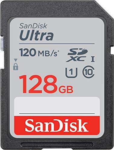 SanDisk Ultra SDXC UHS-I Speicherkarte 128 GB | 120 MB/s Übertragung, Full HD Videos