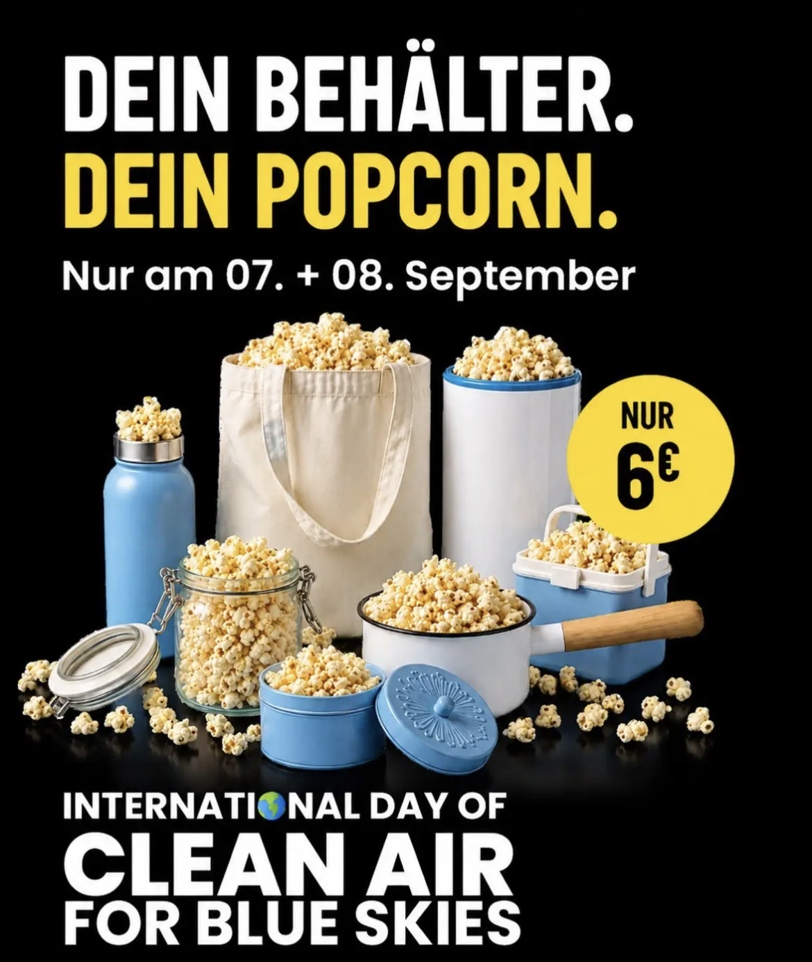 Cinestar - Eigener Behälter Popcorn für 6€