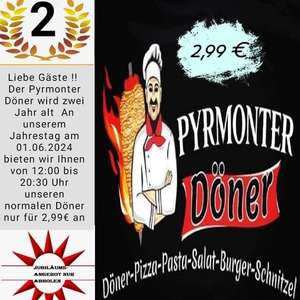 Lokal bad pyrmont: döner 2,99€ am 1.6. PYRMONTER DÖNER