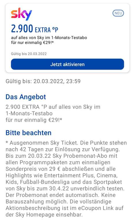 [Sky/Payback] Personalisiert: Sky bis 30.04. kostenlos, selbstkündigend, mit Gewinn + 1 Jahr TVDigital kostenlos