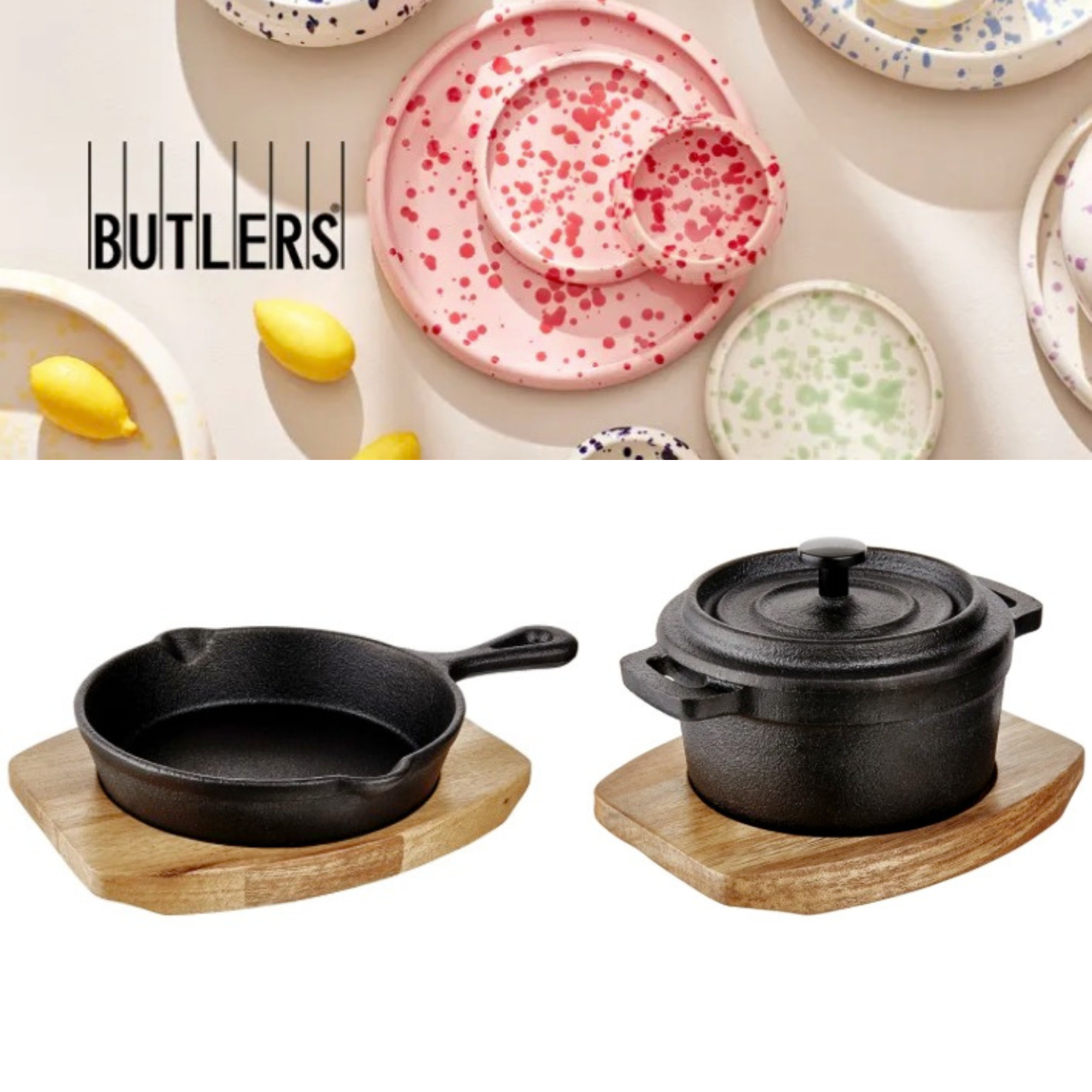Butlers Küche & Geschirr bis -50 % VSK-frei | z. B. HOT IRON Mini-Gusseisenpfanne 12,99 € | Mini-Gusseisentopf 13,99 € | 9,90 € MBW