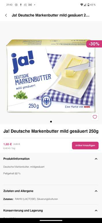 Wahrscheinlich lokal Nürnberg (90443) Flink, viele Produkte -30%, z.B. Kerrygold Cheddar für 1,67€ oder Deutsche Markenbutter 500g für 1,60