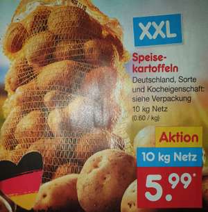 (Netto) Speise-Kartoffeln, Deutschland, 10 kg Netz, 5,99 € (0,60 € / kg) Sorte und Kocheigenschaft siehe Verpackung