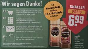 [Rewe] 3 Gläser Nescafe kaufen & 10 € Gutschein erhalten - rechnerisch 3,94 € das Glas | ab 01.08.2022