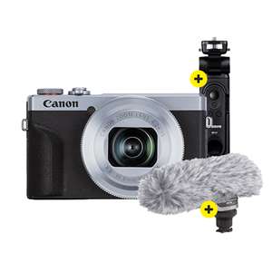 Canon PowerShot G7X Mark III 20,1 MP / 1,0 Zoll Sensor, 4K, Lichtstarkes 4,2fach Objektiv, 24-100mm 1:1,8-2,8 Social Media Kit Silber