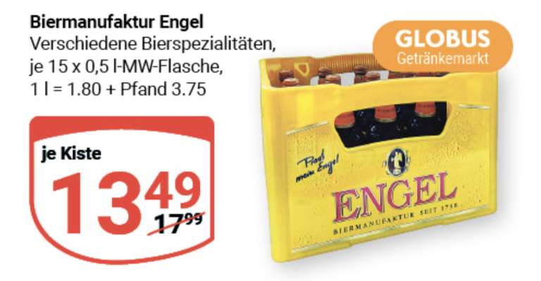 (Lokal Völklingen) Globus Biermanufaktur Engel Kiste für 13,49€ Flasche für 0,90€ Kellerbier Radler Hefeweizen