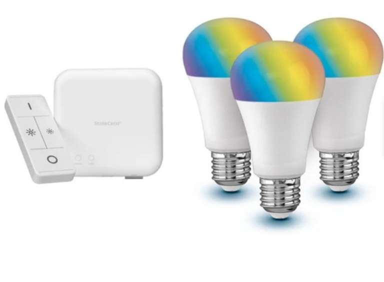 LIVARNO home Starter Kit Gateway + 3x Leuchtmittel RGB und Fernbedienung Zigbee Smart Home