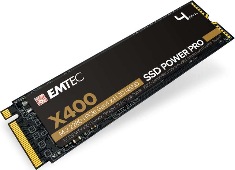 Emtec X400 SSD Power Pro 2TB (M.2 2280, PCIe 4.0 x4, 4700/3400 MB/s, 3D NAND TLC, DRAM-Cache, 400TBW, PS5-kompatibel, 5J Garantie)