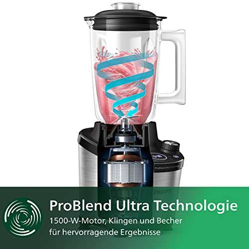 [Amazon] Philips Domestic Appliances 7000 Series-1500 Watt, 2 Liter, ProBlend Ultra Technologie, Schnellauswahlprogramme, NutriU Rezepte