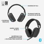 Logitech ZONE VIBE 100 Over Ear Headset Bluetooth Stereo Graphit Mikrofon-Rauschunterdrückung, Noise Cancellin