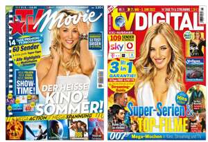 TV Zeitschriftenabos: TV Movie oder TV Digital XXL für 62,60€ mit 60€ Otto/ 55€ BestChoice-Universalgutschein
