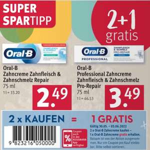 [Rossmann] 3 x Oral-B Professional Zahncreme Zahnfleisch & Zahnschmelz Pro-Repair eff. 2,09 €/Pck
