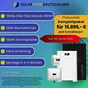 Photovoltaik-Anlage 10KWP + 10kW Speicher Huawei + Montage und Anmeldung für 15.899€
