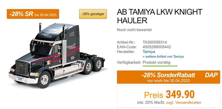 Tamiya 1/14 LKW Truck Knight Hauler 56314 - Bausatz RC-Auto, LKW