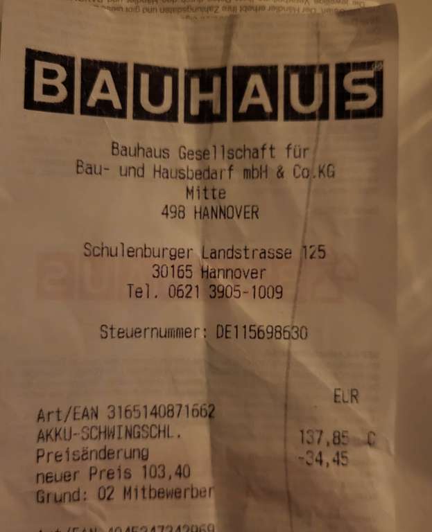 [Marktabholung Bauhaus TGP] AKKU-SCHWINGSCHLEIFER GSS 18V-10 PROFESSIONAL dank TPG für 103,40 (lt. Idealo Bestpreis 117,50€) UVP. 205,80