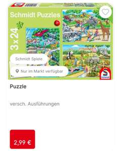 (nur Filiale) versch. Schmidt Puzzle, z.B. Ein Tag im Zoo 3x24 Teile inkl. Puzzle-Poster