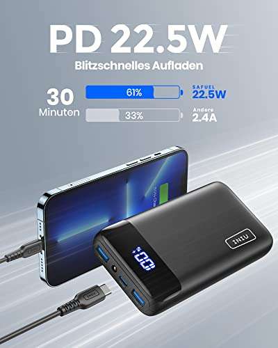 Update - INIU Power Bank, 20.000 mAh - 22,5W - (USB C Input & Output), PD3.0 / QC4.0 - LED Display - AMAZON PRIME