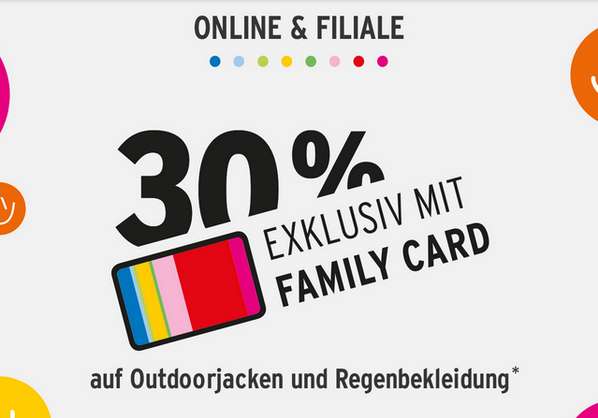 Ernsting's Family - 30% auf Outdoor & Regenbekleidung - exklusiv mit Family Card