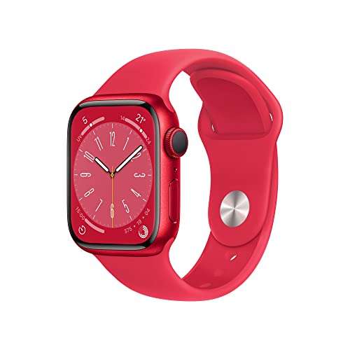Apple Watch Series 8 41mm Rot (Rotes Silikon Armband)