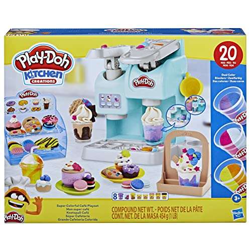 [Prime / Alternate] Play-Doh Kitchen Creations Knetspaß Café-Spielset mit 20 Accessoires und 8 Dosen zweifarbige Knete
