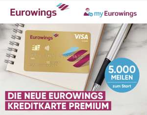 Eurowings Kreditkarte Premium mit 5.000 Miles & More Prämienmeilen als Willkommensbonuseinem