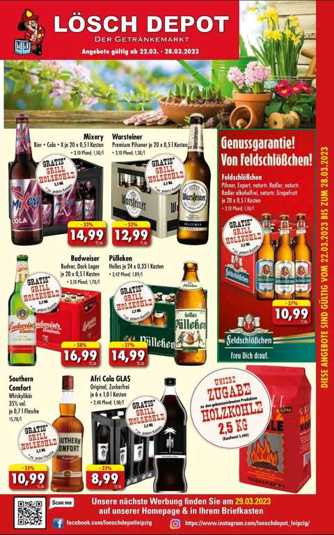 2,5 kg Grillholzkohle Gratis beim kauf von verschiedenen alkoholischen Getränken bei Lösch Depot