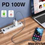 (Prime) 100W USB C auf USB C Kabel [2Pack 2M] 90 Grad Schnellladekabel USB C PD 5A USB Typ C Ladekabel