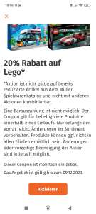 Müller 20% auf Lego mit Coupon in der App