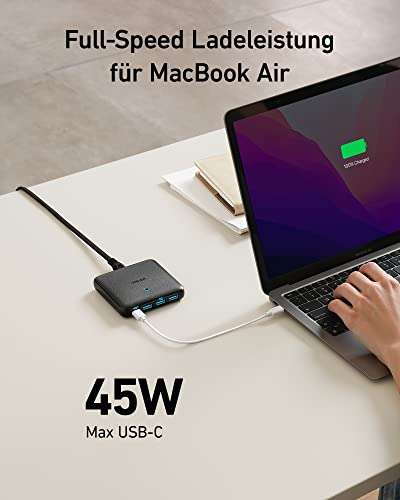 (Amazon): Anker PowerPort Atom III Slim USB C Ladegerät, 65W 4 Port PIQ 3.0 & GaN Netzteil mit 45W USB C